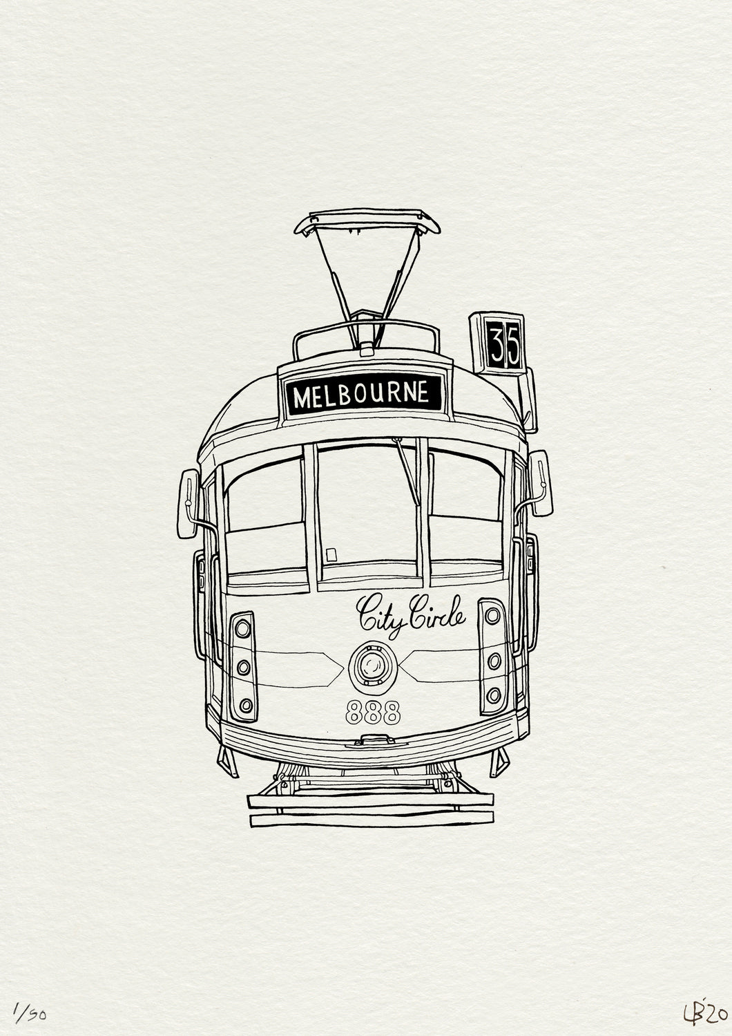 Melbourne Tram Line Drawing Print